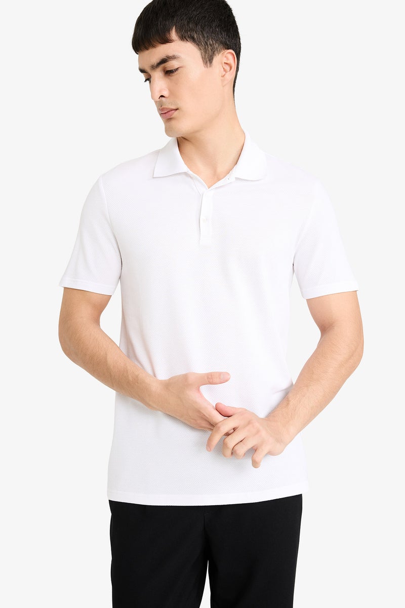 DeFacto White Man Slim Fit Short Sleeve Polo T-Shirt Casual - Image 3